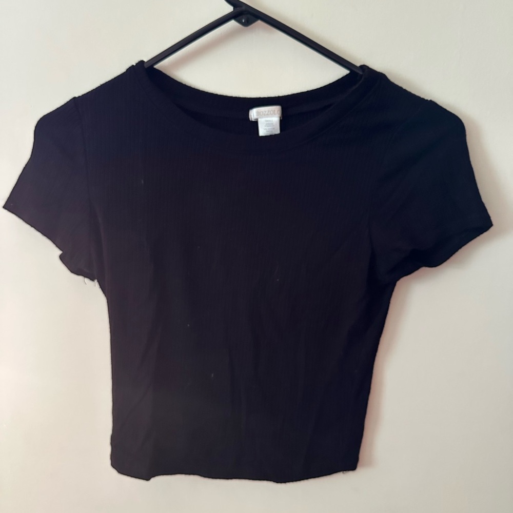 Bozzolo Black Fitted Crop T-Shirt